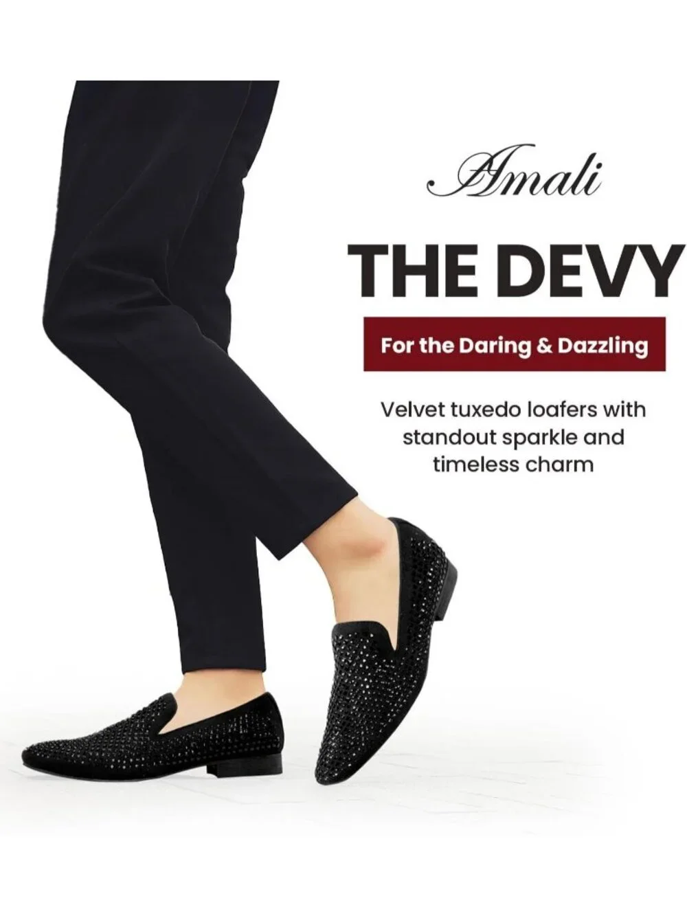 Amali Men's Black Velvet Tuxedo Loafers Slip On Formal Wedding Dress Shoes